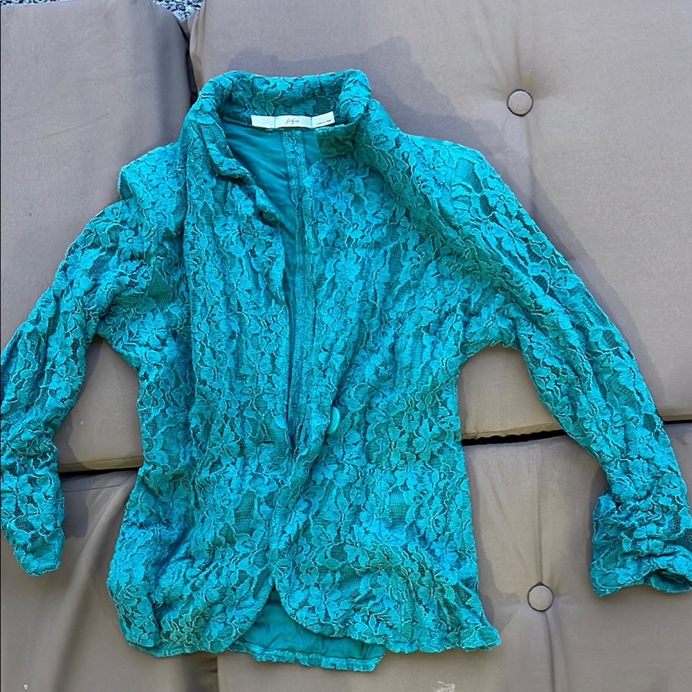 2/$15 Stylish Teal Lace Blazer